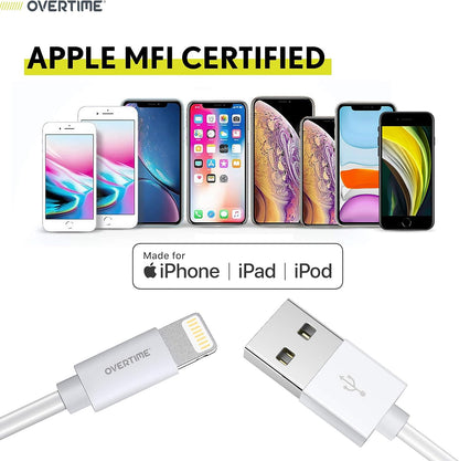 Iphone Charger Set, Apple Mfi Certified Lightning Cable with Dual USB Wall Adapter 2.4 AMP Compatible W/Iphone 11 Pro Max XS XR X 8 7 6S 6 plus SE Airpods Ipad (Silver/White, 6Ft)