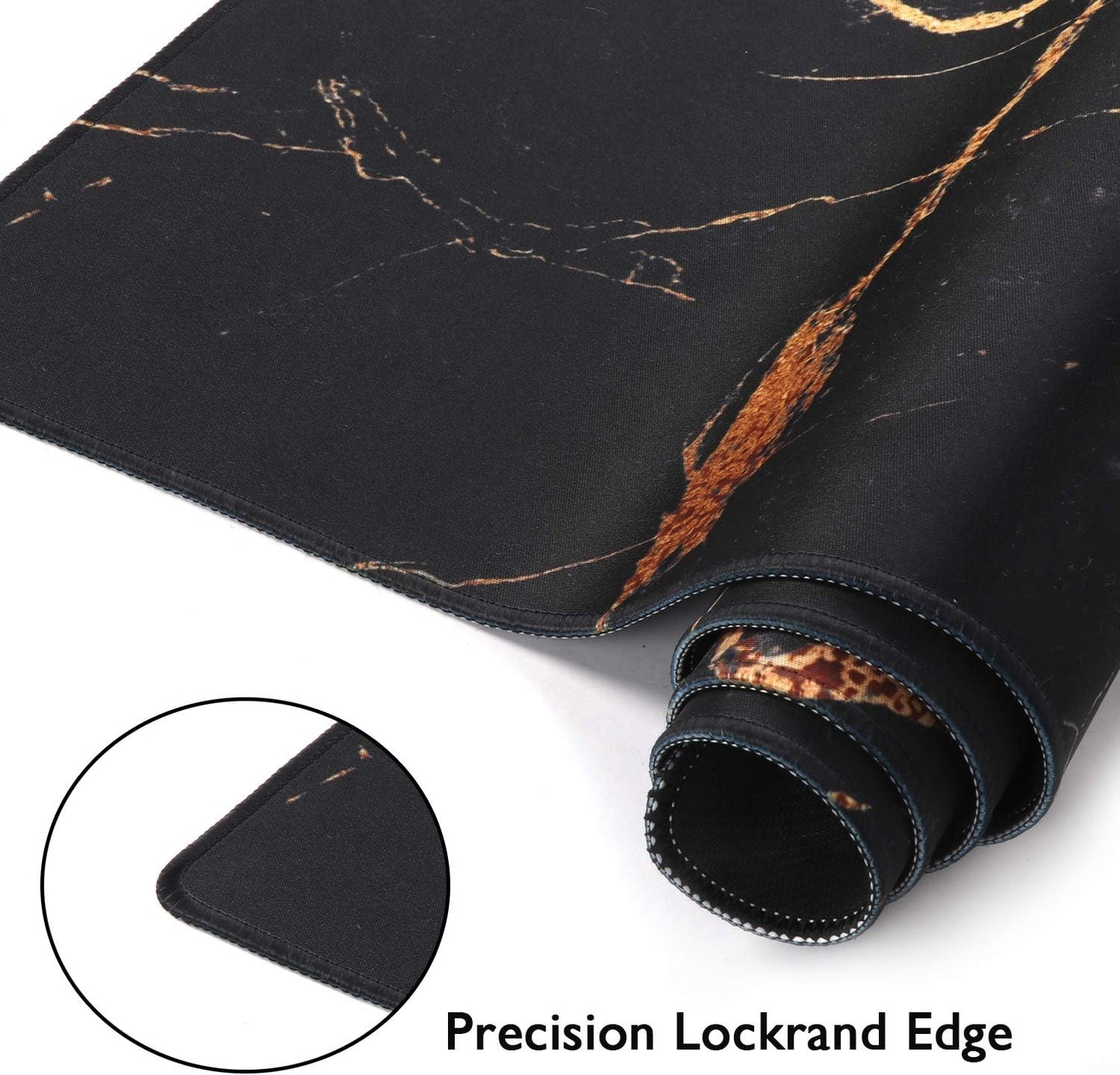 Desk Mat, Big Mouse Pad, XXL Extended Gaming Mouse Pad, Large Mouse Pad for Desk Rubber Base Mousepad with Stitched Edges, Keyboard Mouse Mat for Work, Game, Office, Home - Black Gold