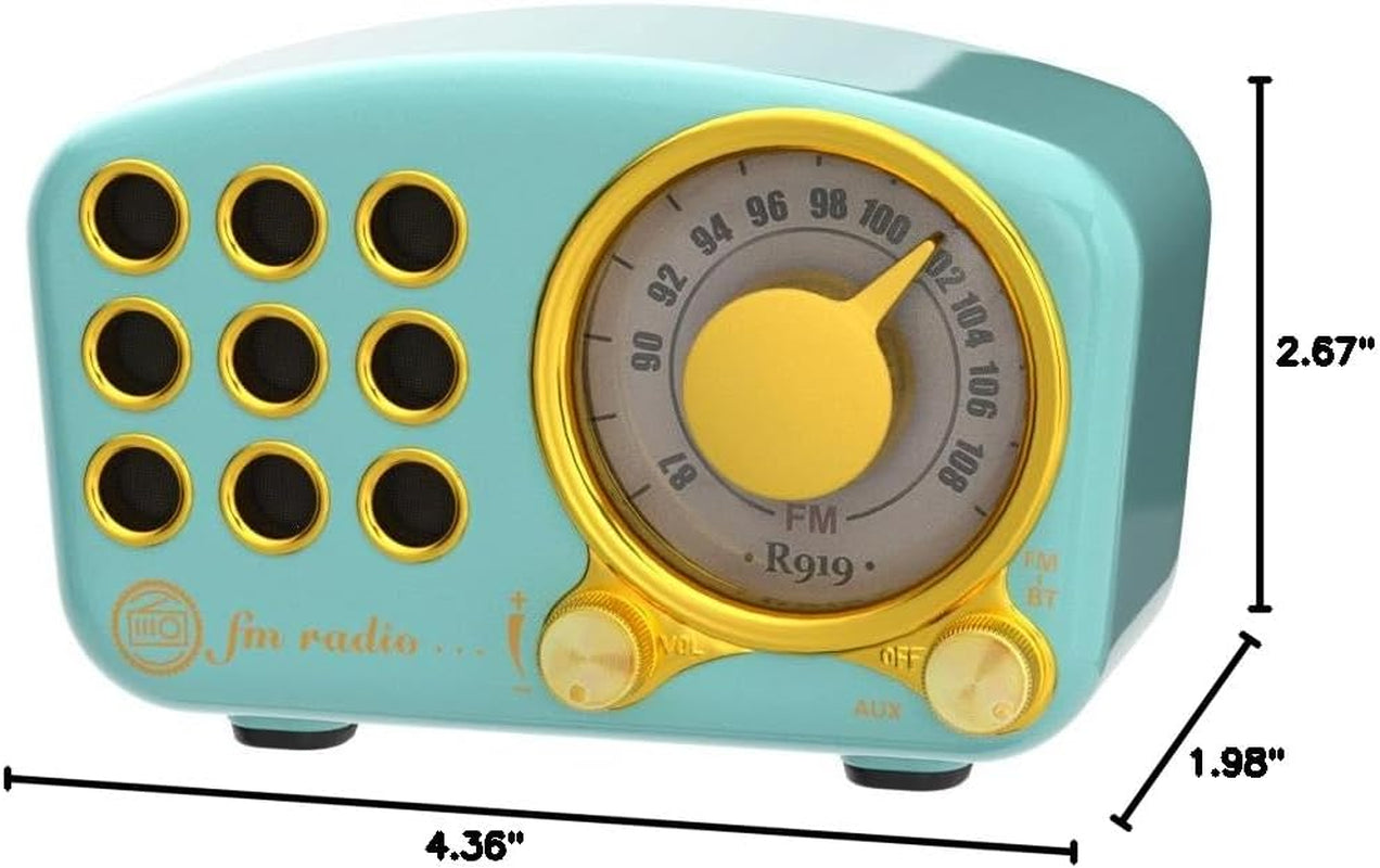 Vintage Bluetooth Speaker - Retro FM Radio with Strong Bass, Loud Volume & Wireless Connectivity (Blue)