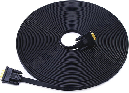 65Ft Extra Long VGA to VGA Cable for Computer Monitor 15 Pin Male to Male Flat VGA Cord Full HD Video (20 Meter, Black)