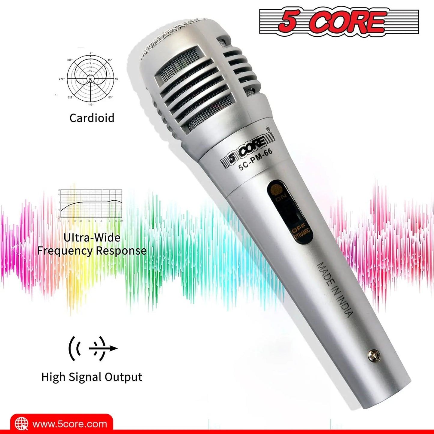 5Core XLR Microphone Dynamic Mic Karaoke Singing Studio Mics Handheld Microfono