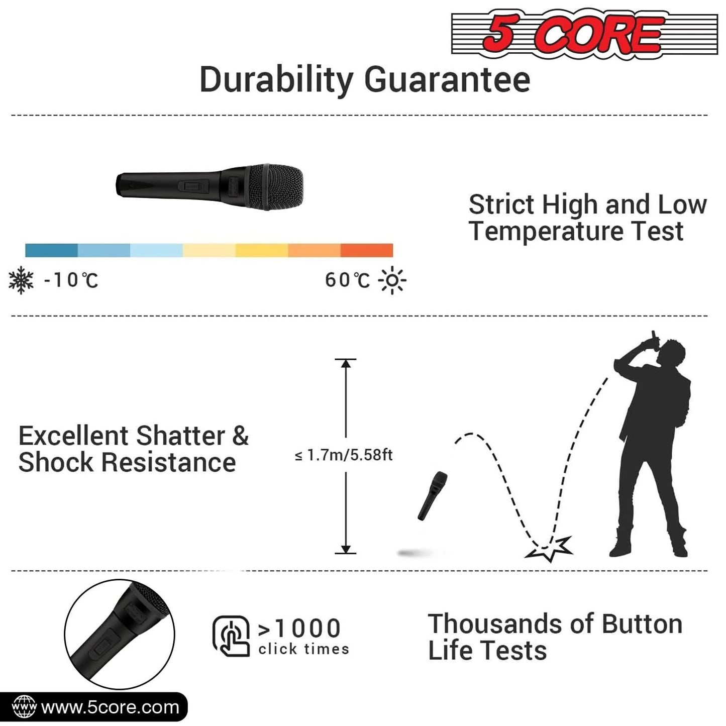 5Core XLR Microphone Dynamic Mic Karaoke Singing Studio Microfono Handheld Mics