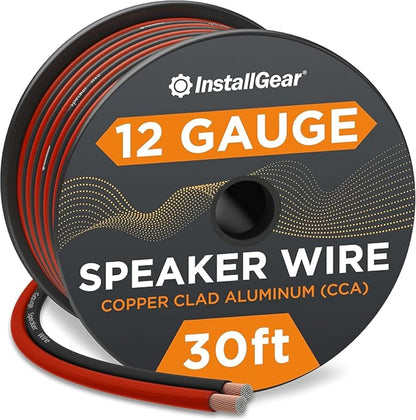 12 Gauge AWG 30Ft Speaker Wire True Spec and Soft Touch Cable - Speaker Wire 12 Gauge - Red/Black (Great Use for Car Speakers Stereos, Home Theater Speakers, Surround Sound, Radio)