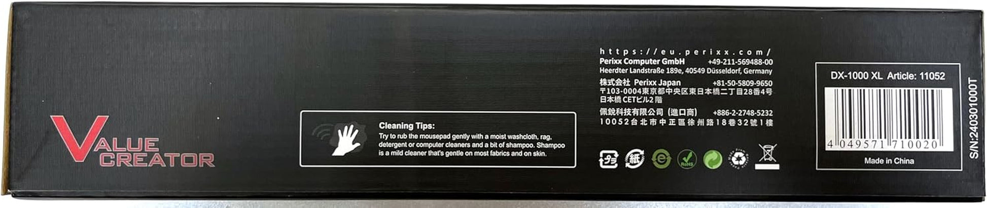 DX-1000XL Waterproof Gaming Mouse Pad with Stitched Edge - Non-Slip Rubber Base Design for Laptop or Desktop Computer - XL Size 15.75 X 12.6 X 0.12 Inches, Black