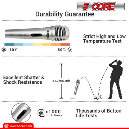 5Core XLR Microphone Dynamic Mic Karaoke Singing Studio Mics Handheld Microfono