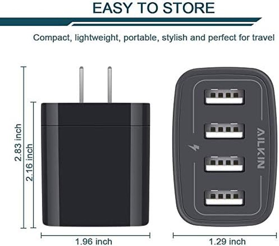 Wall Charger, USB Charger Adapter,  4.8A 4Multi Port Fast Charging Station Power Base Block Plug Cube Brick for Iphone 15 14 SE 13 12 11Pro Max/Xr/Xs/8Plus, Samsung A14/A13/S23/S22 Kindle Plug