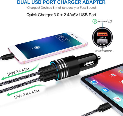 Type C Charger Fast Charger for Samsung Galaxy S25 S24 S23 S22 S21 A15 A54 A14 A53 A13,LG Stylo 6 5,Moto G Pure/G Power/G Stylus/G Play,Quick Charge 3.0 Car Charger Wall Adapter +3FT 6FT USB C Cable