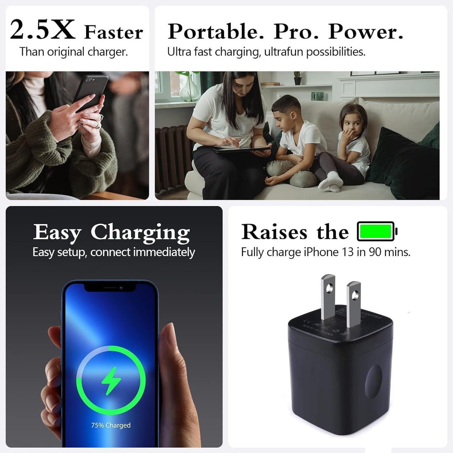 Wall Charger,Charger Cube,Charging Block Fast Charge 3Pack Dual Port 2.1A Power Brick Phone Charger Plug Box Head for Iphone 16/15 Pro/14/13/12/11/Xr/8/7/6 Plus,Samsung Galaxy S24 S23 S22 S21 S10 S9