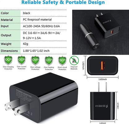 Type C Charger Fast Charger for Samsung Galaxy S25 S24 S23 S22 S21 A15 A54 A14 A53 A13,LG Stylo 6 5,Moto G Pure/G Power/G Stylus/G Play,Quick Charge 3.0 Car Charger Wall Adapter +3FT 6FT USB C Cable