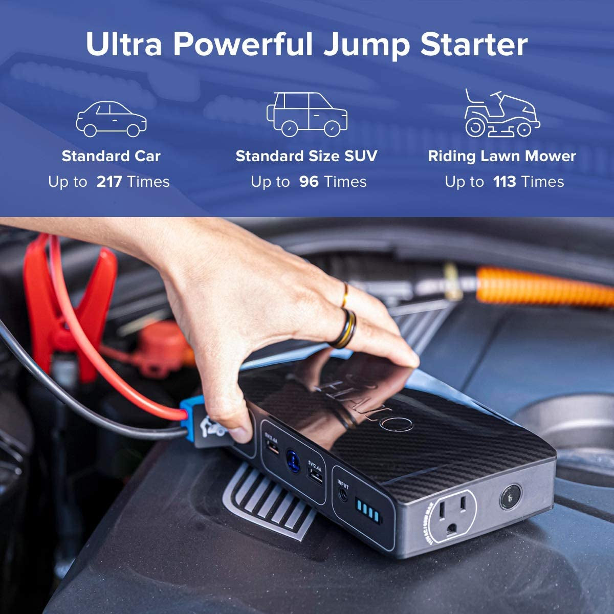 Bolt 58830 Mwh Portable Phone Laptop Charger Car Jump Starter with AC Outlet and Car Charger, Usb